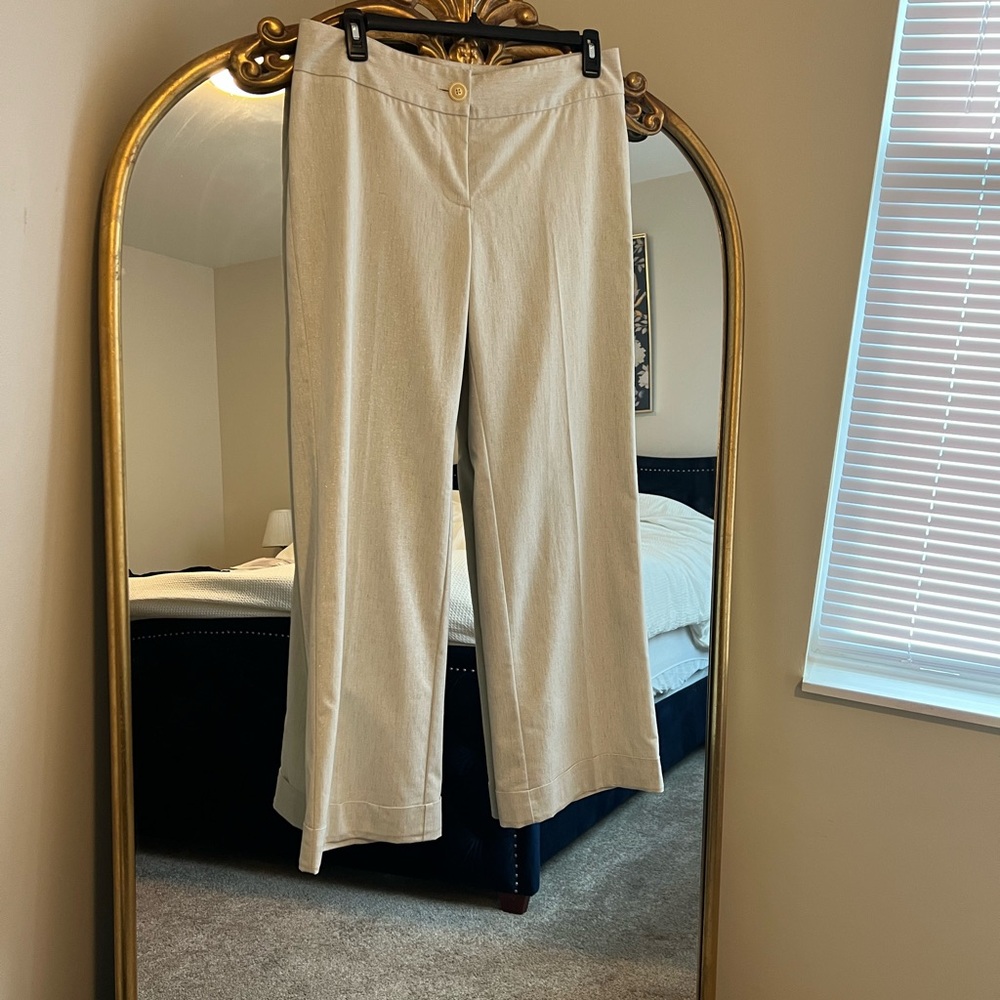 White House Black Market cream and gold trousers size 14